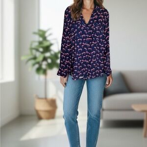 Express Navy Shirt with Red Flamingo Design